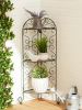 Verdigris Three-Shelf Corner Plant/Display Stand