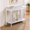 Distressed Look White Carved-Top Table