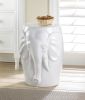 White Ceramic Elephant Decorative Side Table