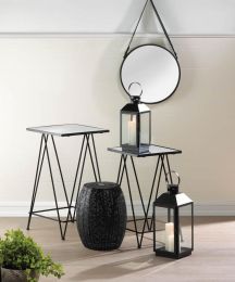 Lacy Black Metal Side Table or Plant Stand