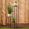 Modern Four-Tier Black Metal Plant Stand | Stylish Display Unit