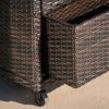 Durable Brown Rattan Outdoor Serving Bar Cart with Tray | Resin Wicker