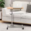 Mobile Laptop Desk Cart on Wheels with Wood Top