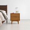 Farmhouse 2 Drawer Solid Wood Nightstand Medium Brown