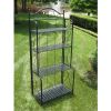 Indoor Outdoor Folding Black Metal Bakers Rack with 4-Tier Lattice Shelves