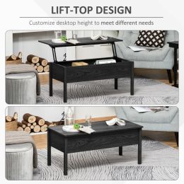 Modern Black Lift-Top Coffee Table | Hidden Storage | Functional Design