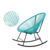 Teal Oval Patio Rocking Chair Bistro Set - 3-Piece Woven Design