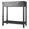 Modern 2 Drawer Sofa Entryway Accent Table - Black