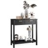 Modern 2 Drawer Sofa Entryway Accent Table - Black