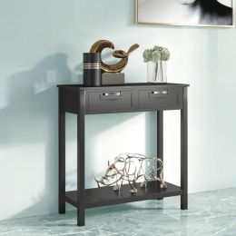 Modern 2 Drawer Sofa Entryway Accent Table - Black