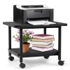 Mobile Black Printer Workstation: Versatile 2-Tier Cart with Wheels