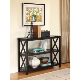 Contemporary Black 3-Tier Sofa Table, Multi-functional Bookcase and Living Room Shelves