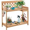 Natural Finish Wood Garden Work Table: Potting Bench