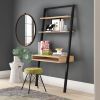 Rustic Oak Black Leaning Ladder Writing Desk | Farmhouse Style