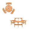 Outdoor Round Wood Picnic Table Bench Set | Seats 6 | Umbrella Hole for Sun Protection