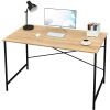 Modern Home Office Computer Desk | Black Metal Frame, Oak Wood Top