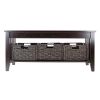 Espresso 2 Tier Coffee Table with 3 Storage Baskets