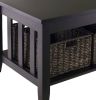 Espresso 2 Tier Coffee Table with 3 Storage Baskets