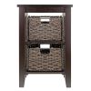 Espresso 3 Tier Nightstand/End Table with 2 Small Storage Baskets