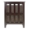 Espresso 3 Tier Nightstand/End Table with 2 Small Storage Baskets