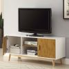 Modern 47-inch Solid Wood TV Stand in White Finish