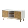 Modern 47-inch Solid Wood TV Stand in White Finish