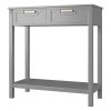 Modern Acacia 2 Drawer Console, Entryway, Accent Table-Grey