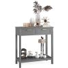 Modern Acacia 2 Drawer Console, Entryway, Accent Table-Grey