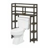 Solid Wood Over the Toilet Bathroom Storage Unit in Dark Brown Finish