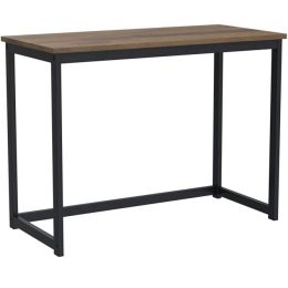 Small Home Office Laptop Computer Desk Table Metal Frame Brown Wood Top