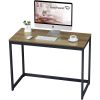 Small Home Office Laptop Computer Desk Table Metal Frame Brown Wood Top