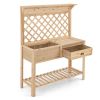 Farmhouse Garden Wooden Potting Bench with Storage Drawer and Trellis