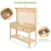 Farmhouse Garden Wooden Potting Bench with Storage Drawer and Trellis