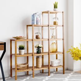 Bamboo Wood 5-Tier Versatile Bookcase/Plant Stand/Storage Rack | Natural