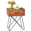 FarmHouse Rustic Natural Brown 1 Drawer Nightstand Coffee Table