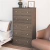 Modern 5-Drawer Chest, Rustic Grey Brown Finish