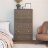 Modern 5-Drawer Chest, Rustic Grey Brown Finish