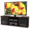 Sleek Brown TV Stand with Glass Doors - Accommodates TVs Up To 64-Inch