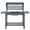 Expandable Grey Wood Outdoor Potting Bench with Food Grade Plastic Sink