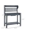 Expandable Grey Wood Outdoor Potting Bench with Food Grade Plastic Sink