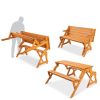 Interchangeable 2 in 1 Multi-Use Wooden Picnic Table/Bench w/Umbrella Hole