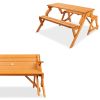 Interchangeable 2 in 1 Multi-Use Wooden Picnic Table/Bench w/Umbrella Hole