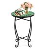 Green Mosaic Round Patio Accent Side Table/Plant Stand | Patio DÃ©cor Essential