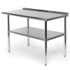 Heavy Duty 48 x 24 inch Stainless Steel Kitchen Prep Table w/Backsplash