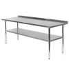 Stainless Steel 72 x 30 inch Kitchen Prep Work Table with Backsplash