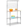 Metal Backers Rack with Storage Shelves & Solid Wood Cutting Board