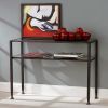 Modern Metal and Glass Sofa Table, Sleek Occasional Console Table with Shelf