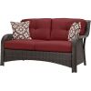 Brown Resin Wicker 6-Piece Patio Furniture Lounge Set with Red Seat Cushions