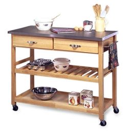 Stainless Steel Top Kitchen Cart with Locking Wheels