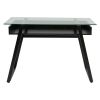 Modern Black Frame Glass Top Computer Desk Writing Table with Open Shelf